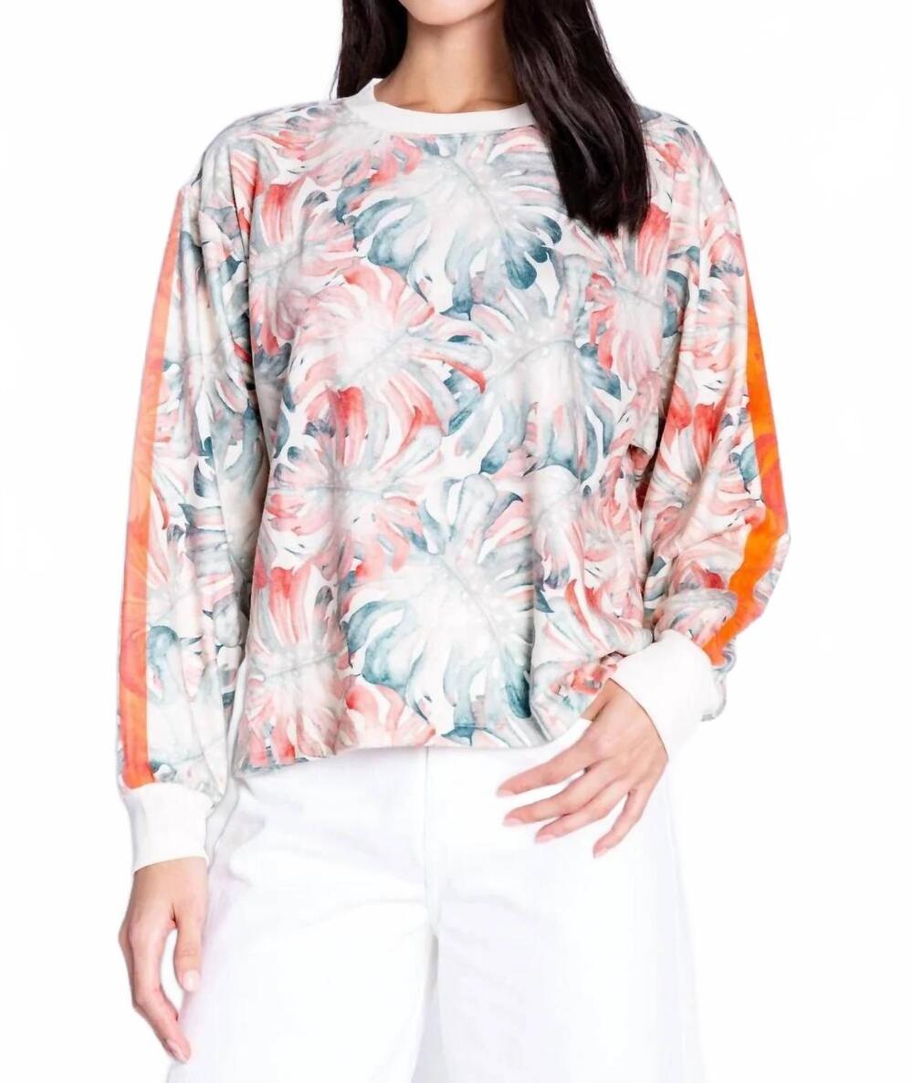 NEW PJ SALVAGE tropic like it's hot long sleeve lounge top in ivory